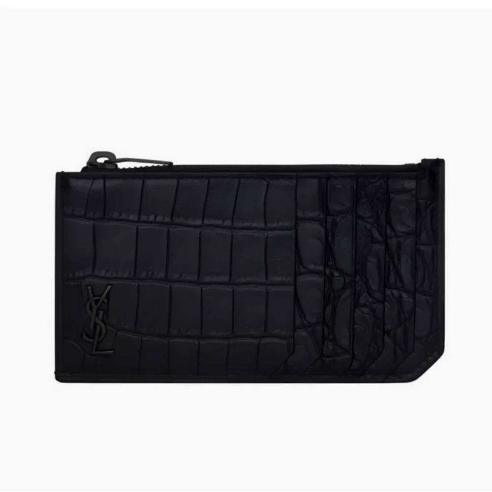 SAINT LAURENT crock embossed wallet